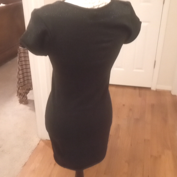 BLACK BODYCON SPARKLING STRIPES MINI DRESS - Picture 4 of 9